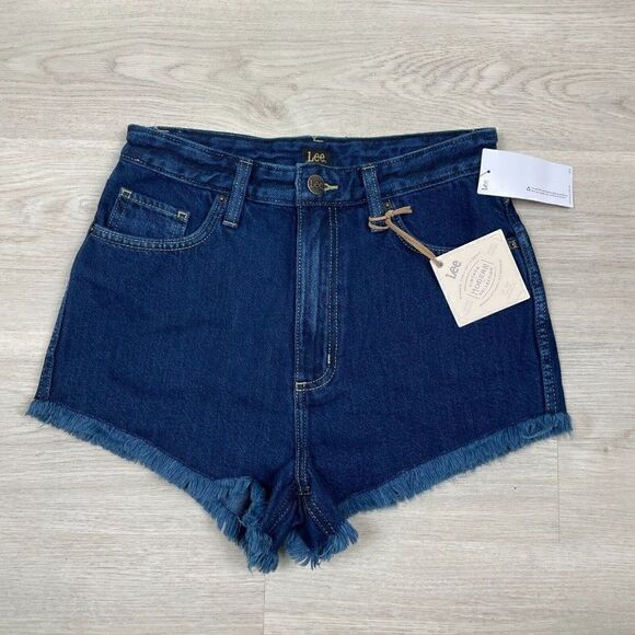 Lee Pants - Lee High Rise Cut Off Shorts Womens 26 Blue Medium Wash Denim Vintage Modern